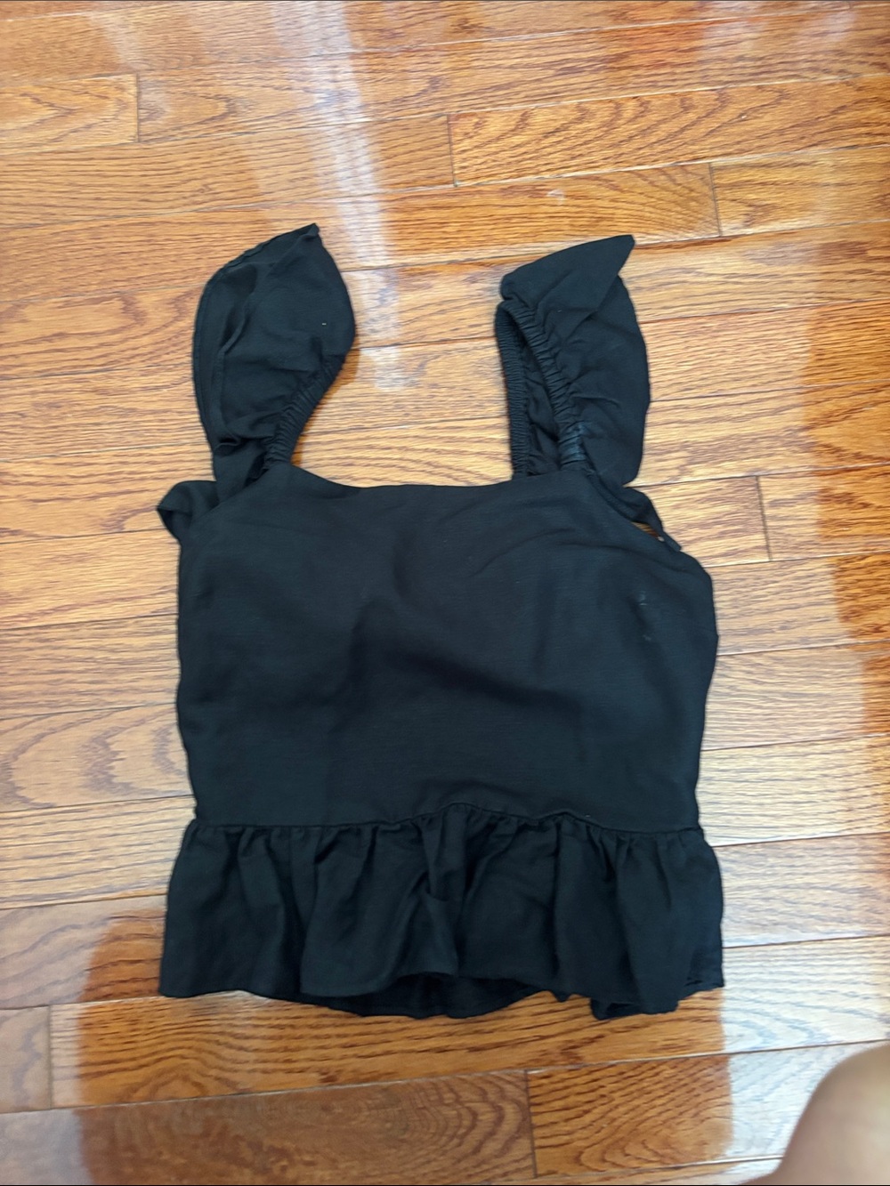 Express Black Ruffle-Hem Square Neck Camisole